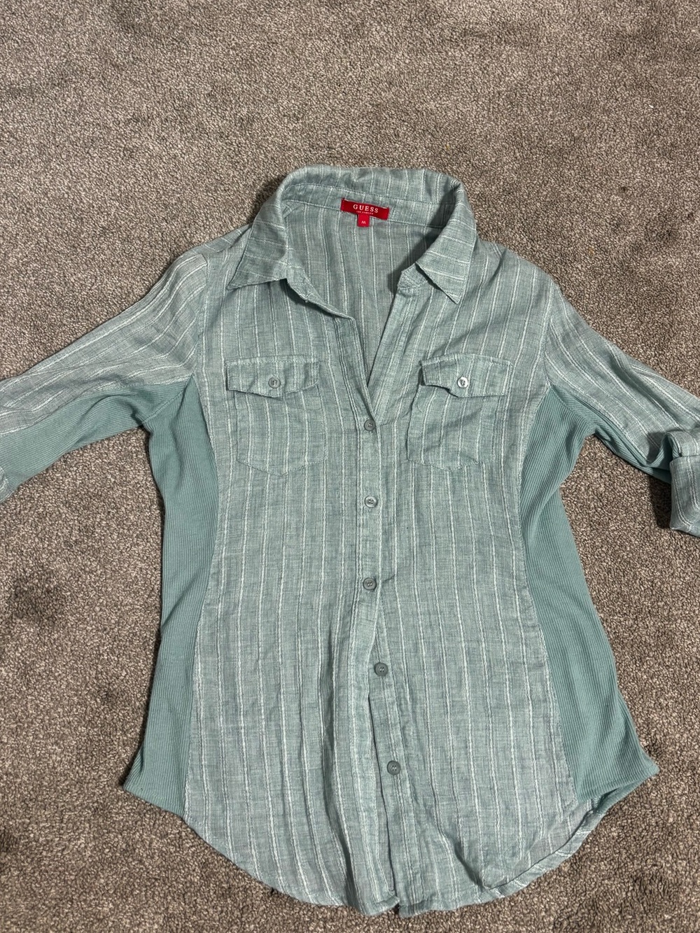 Guess Light Teal Button-Down Shirt